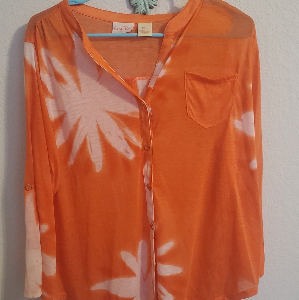 Coral Bay Button- Down Shirt Size PXL